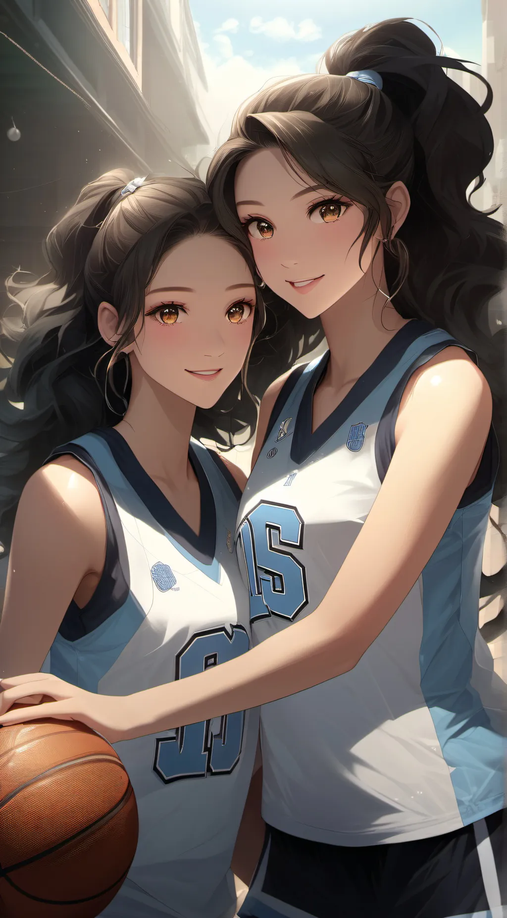 ai character: UNC girl v bball background