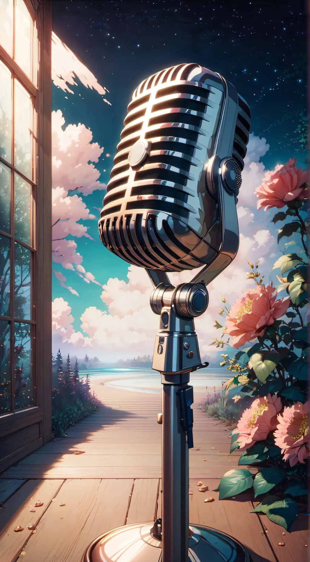 ai character: Magic mic  background