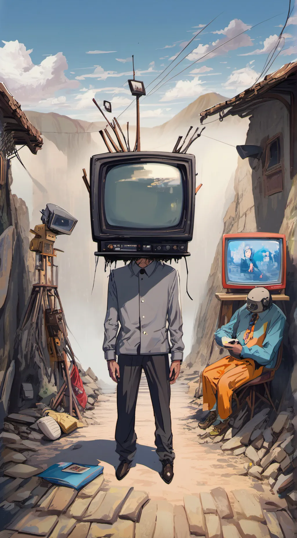 ai character: Tv man :) background