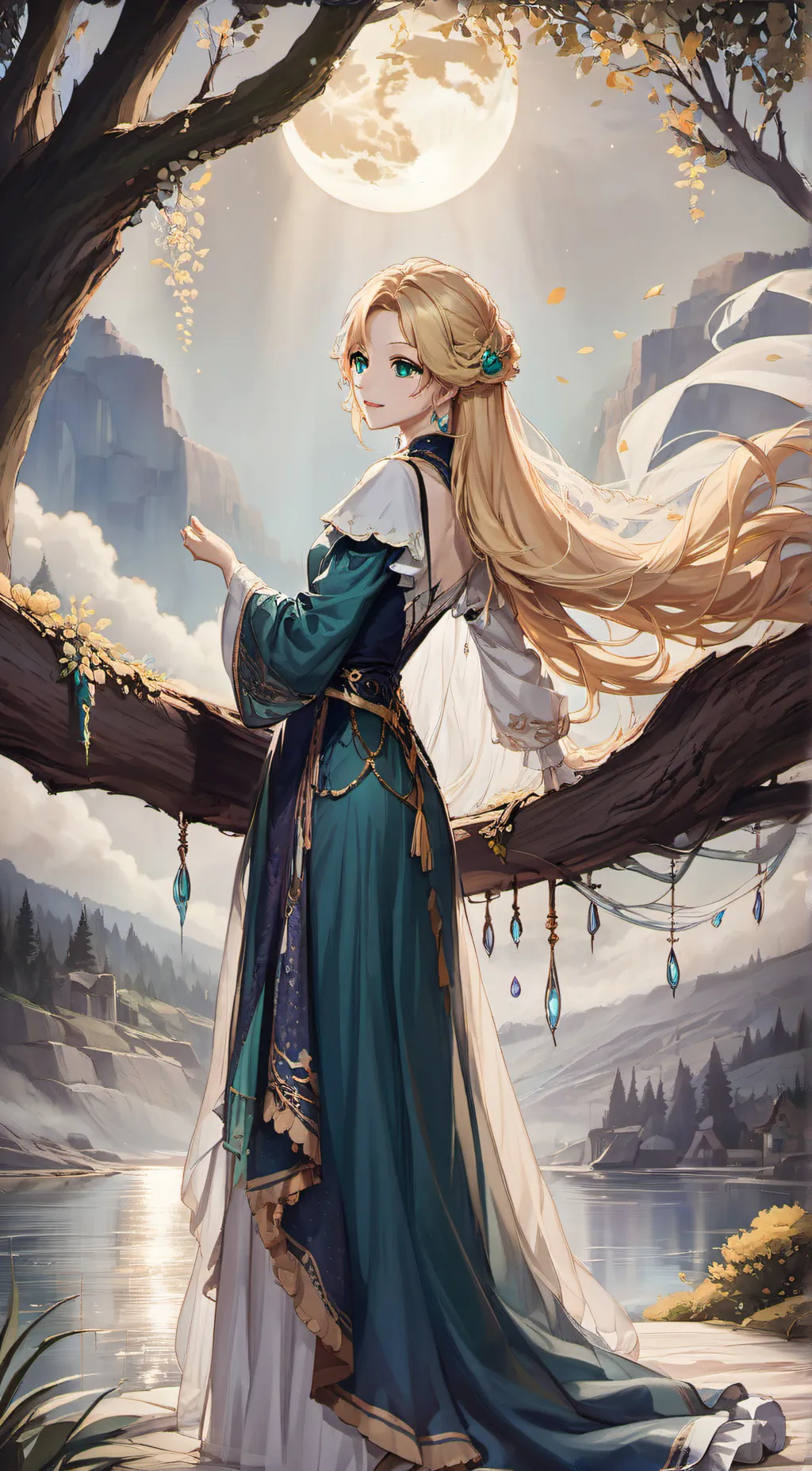 ai character: Emerald background