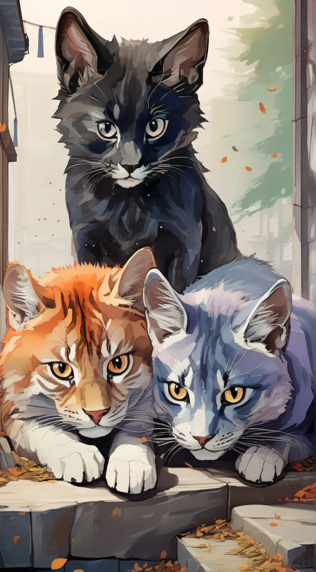 ai character: lilac, blue, green background