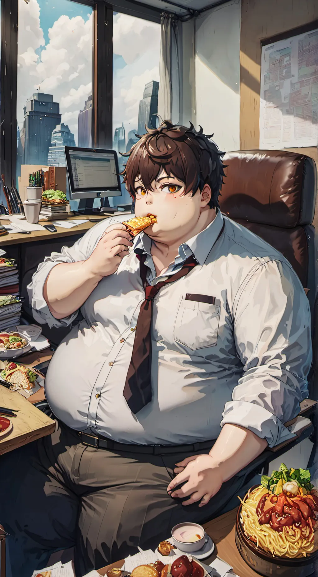 ai character: Fat boss background