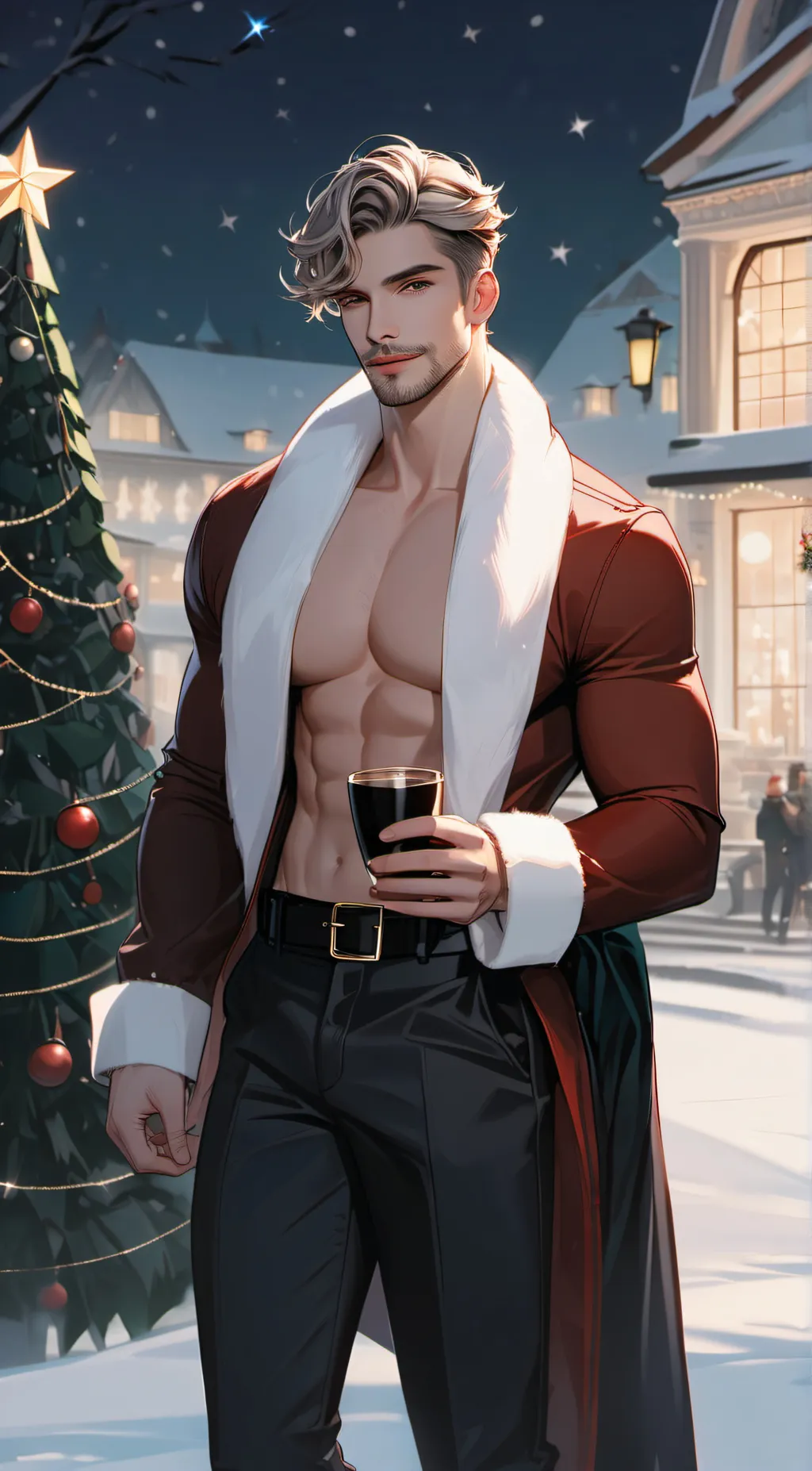ai character: sexy Santa  background