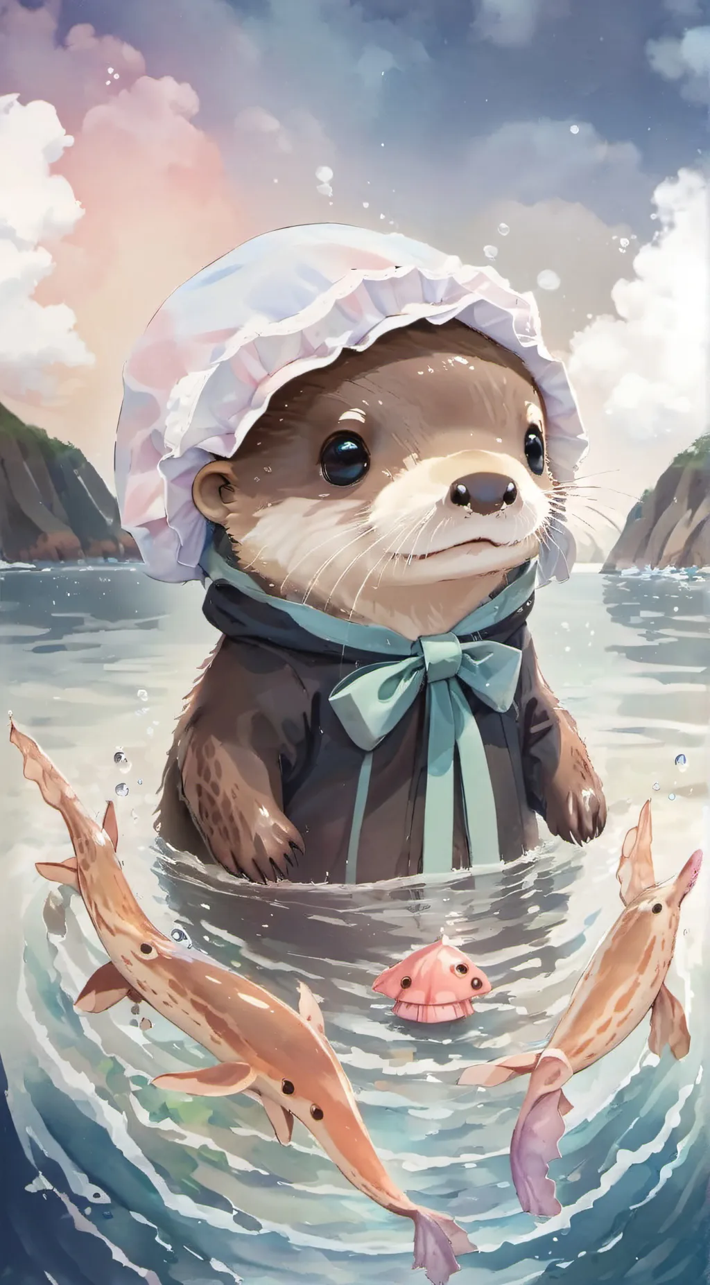 ai character: bonnet otter background