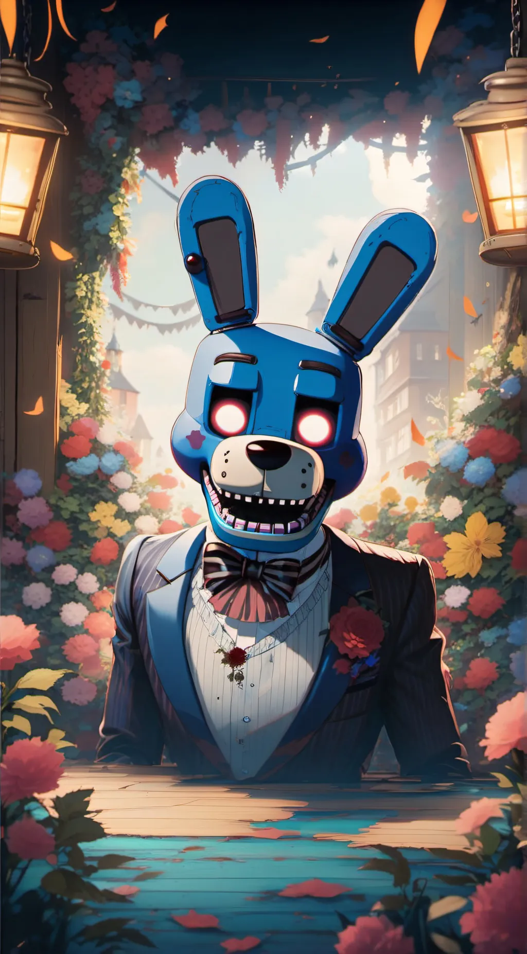ai character: nightmare Bonnie  background