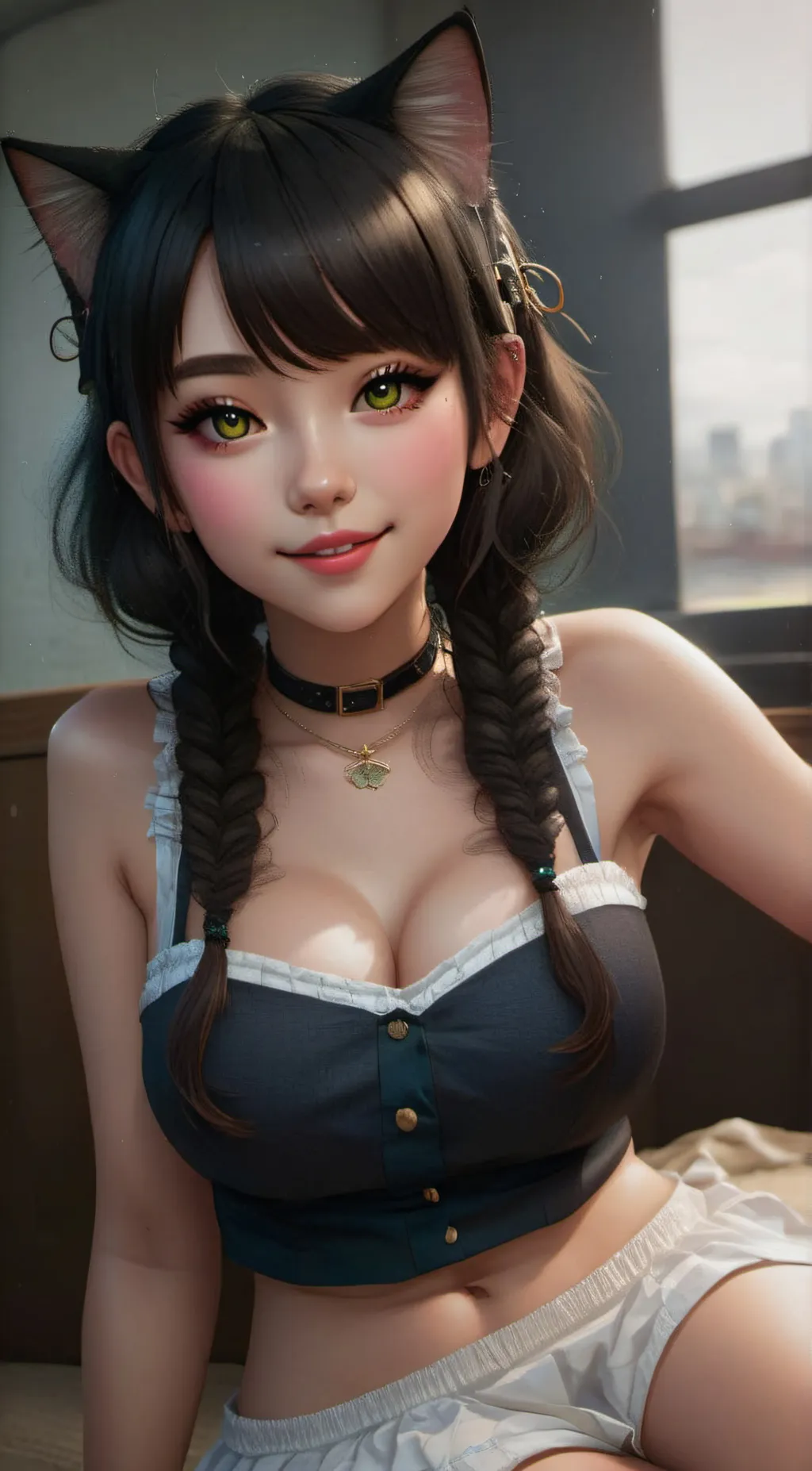 ai character: Cutie cat girl uwu background