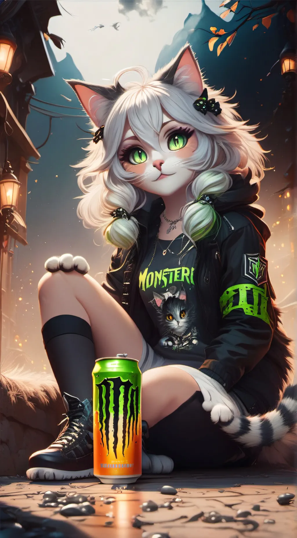 ai character: Monster cat background