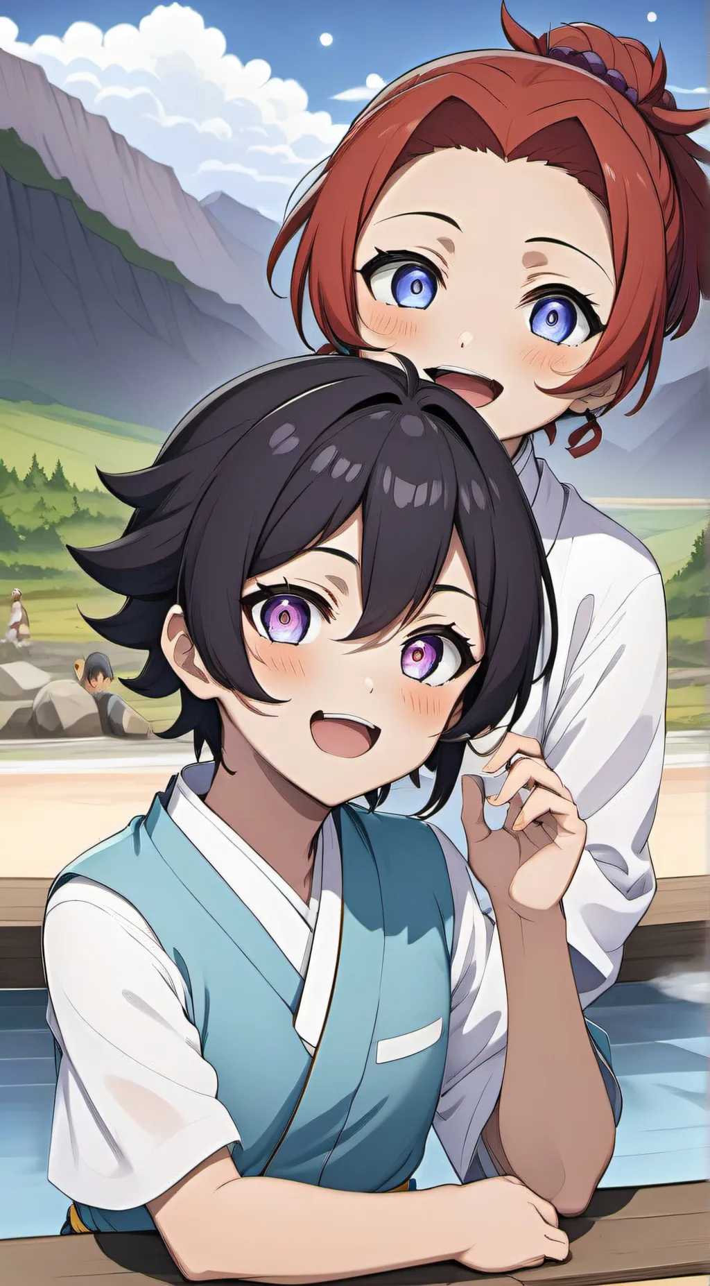 ai character: Hot springs  background