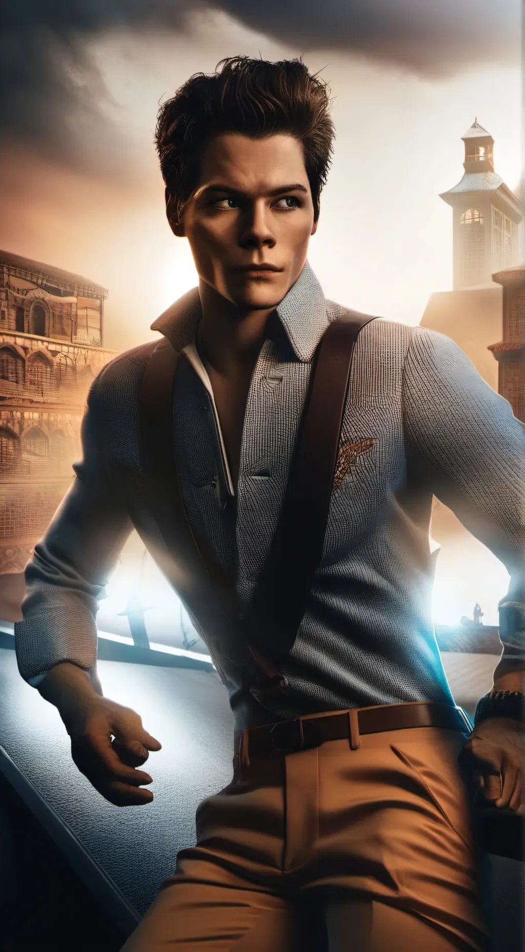 ai character: Dylan O’Brien  background