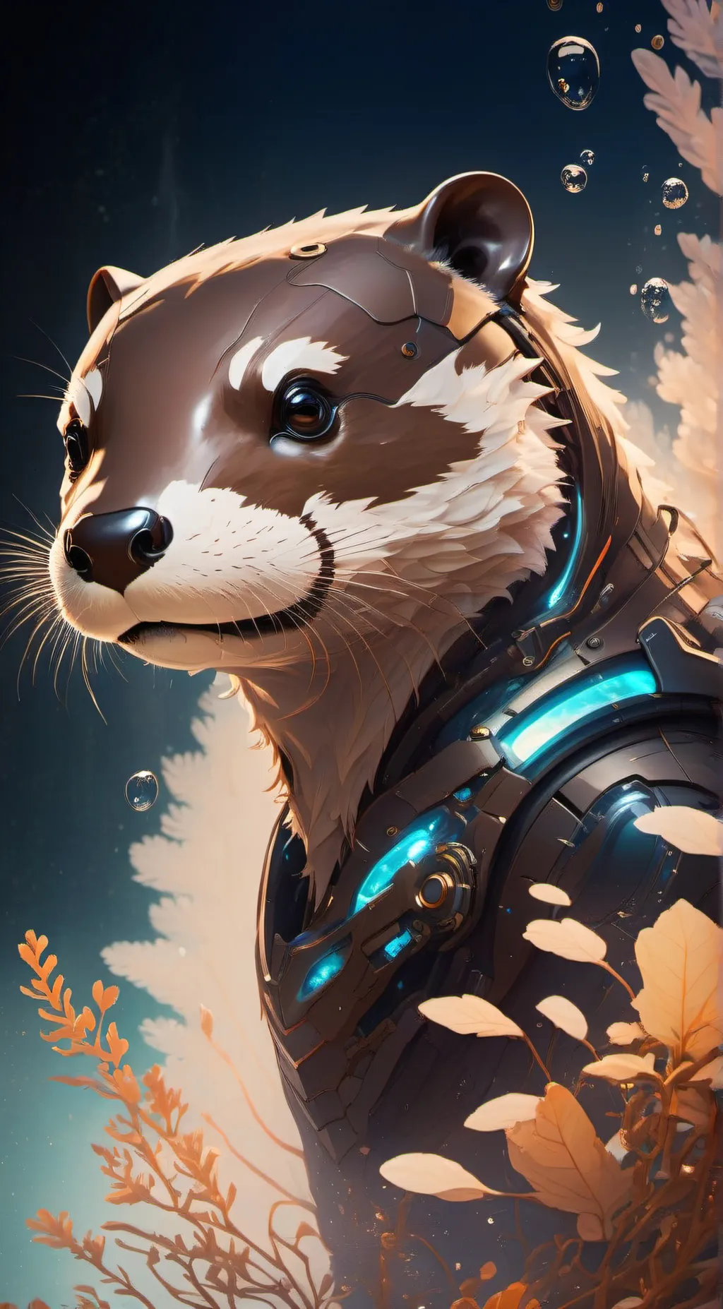 ai character: Cyborg Otter background