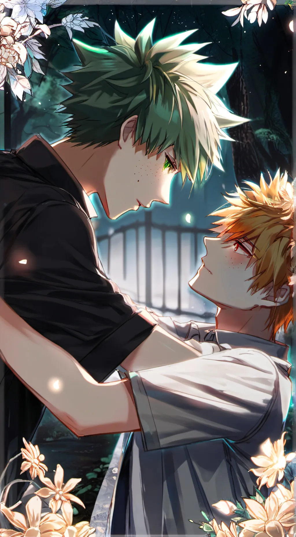 ai character: Bakugo and deku background