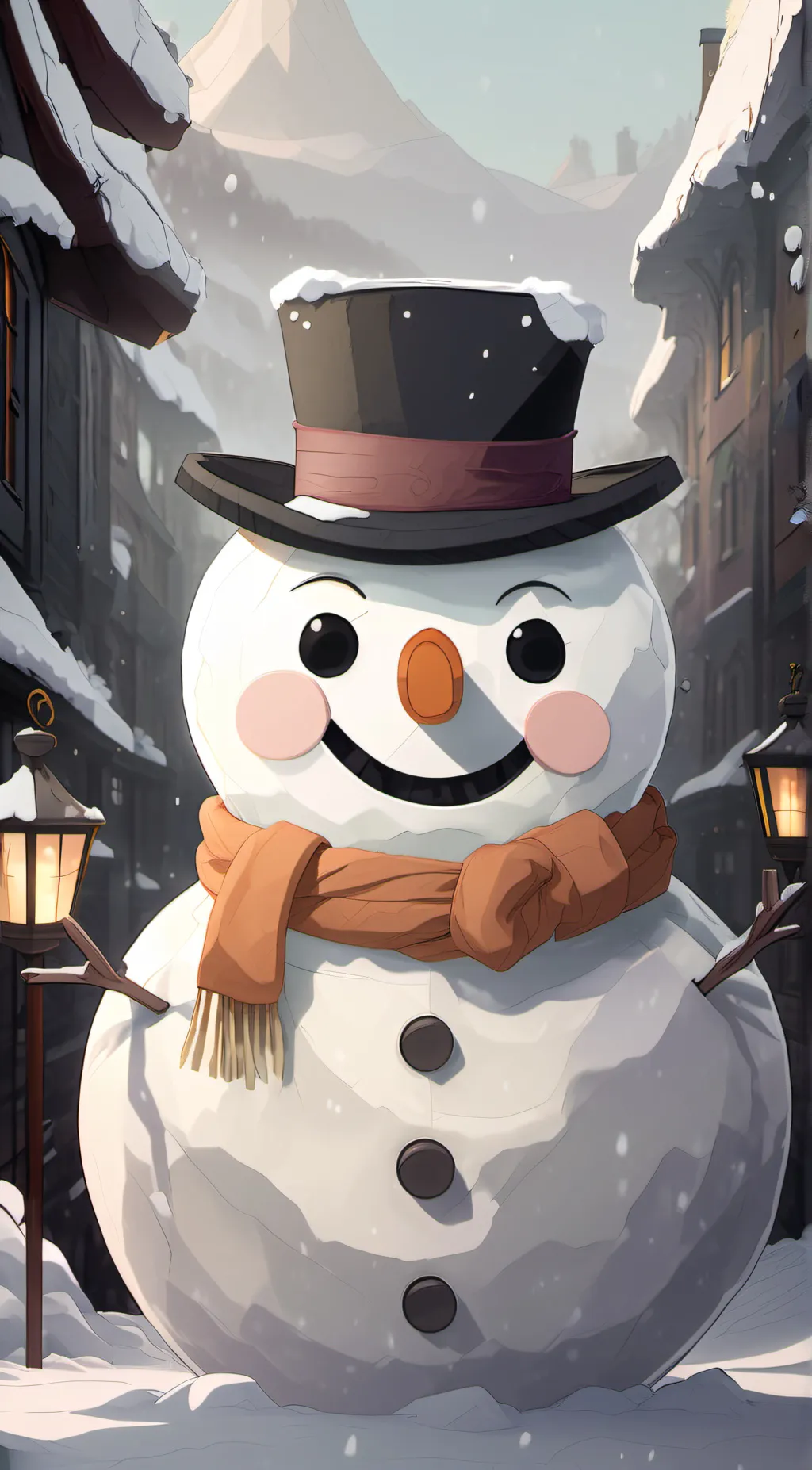 ai character: snowy background