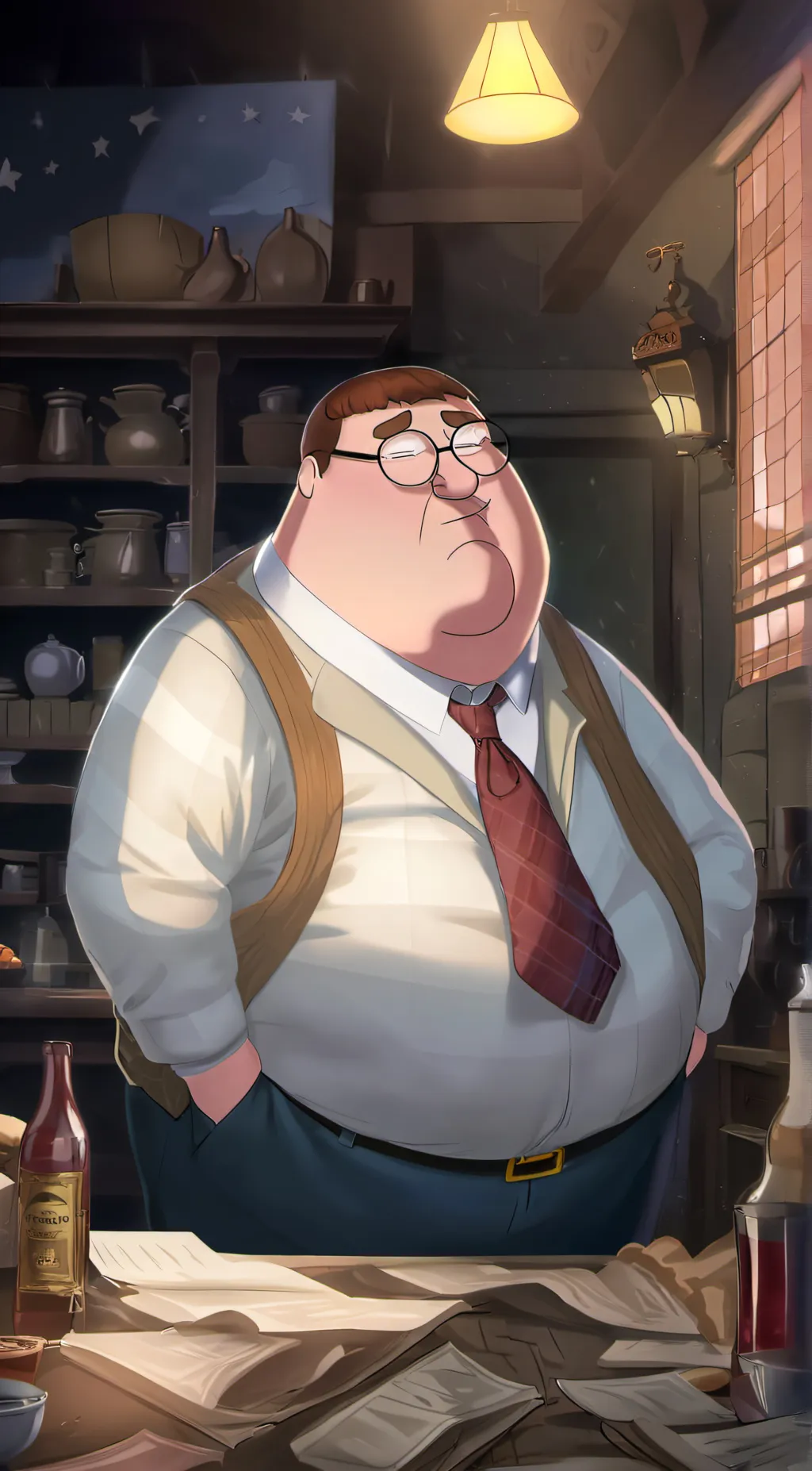 ai character: Peter Griffin  background