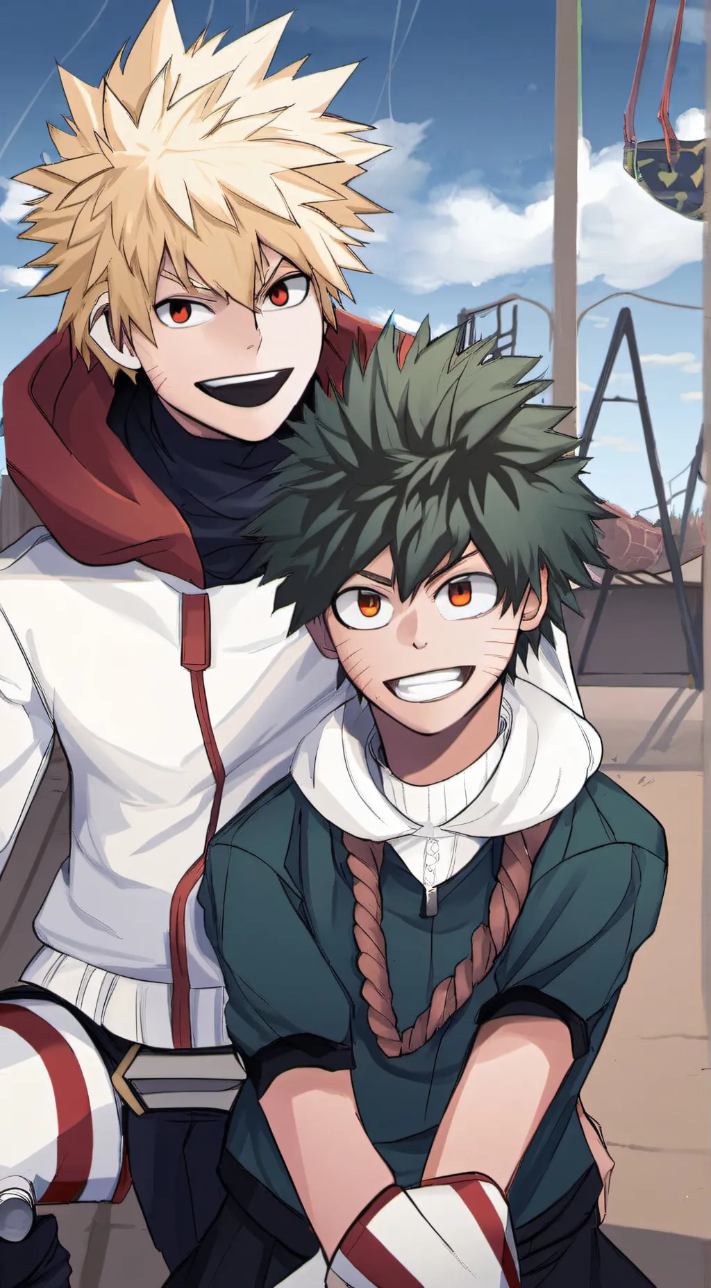 ai character: Bakugo and deku background
