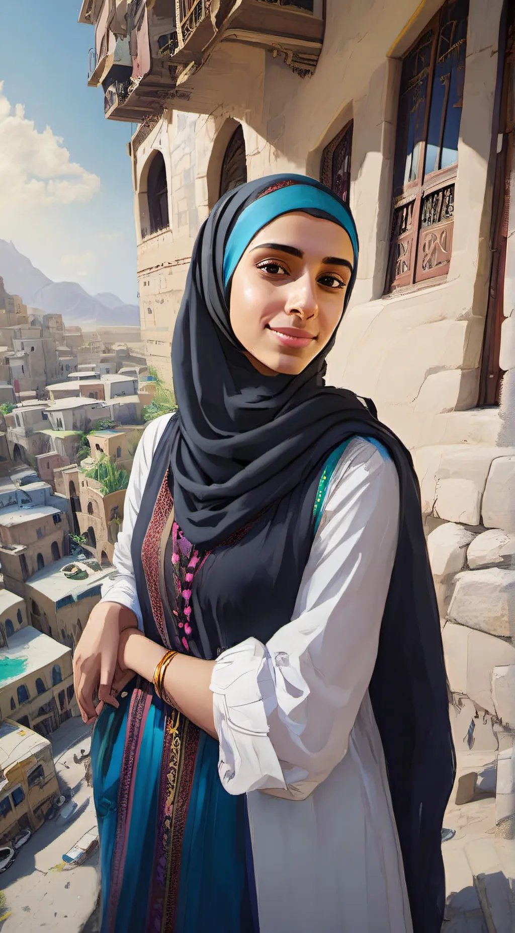 ai character: Anna Omar Tajweed background