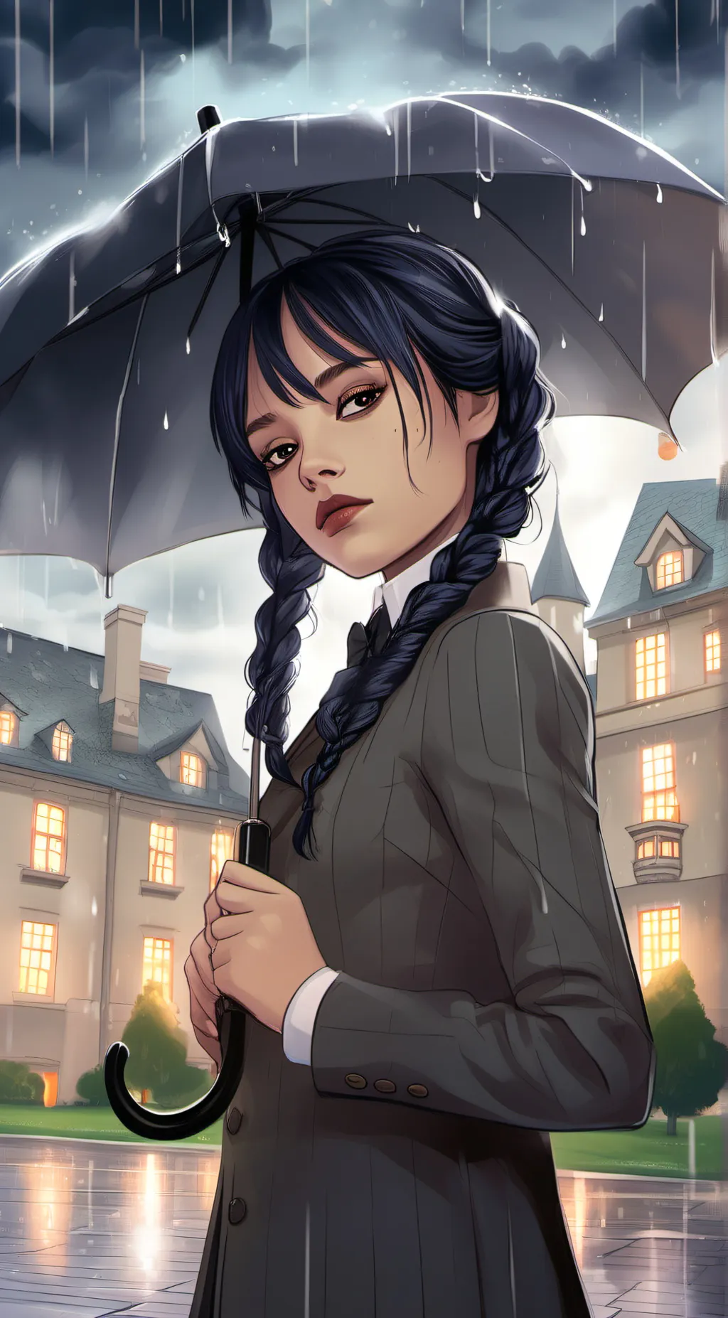 ai character: Wednesday Addams  background