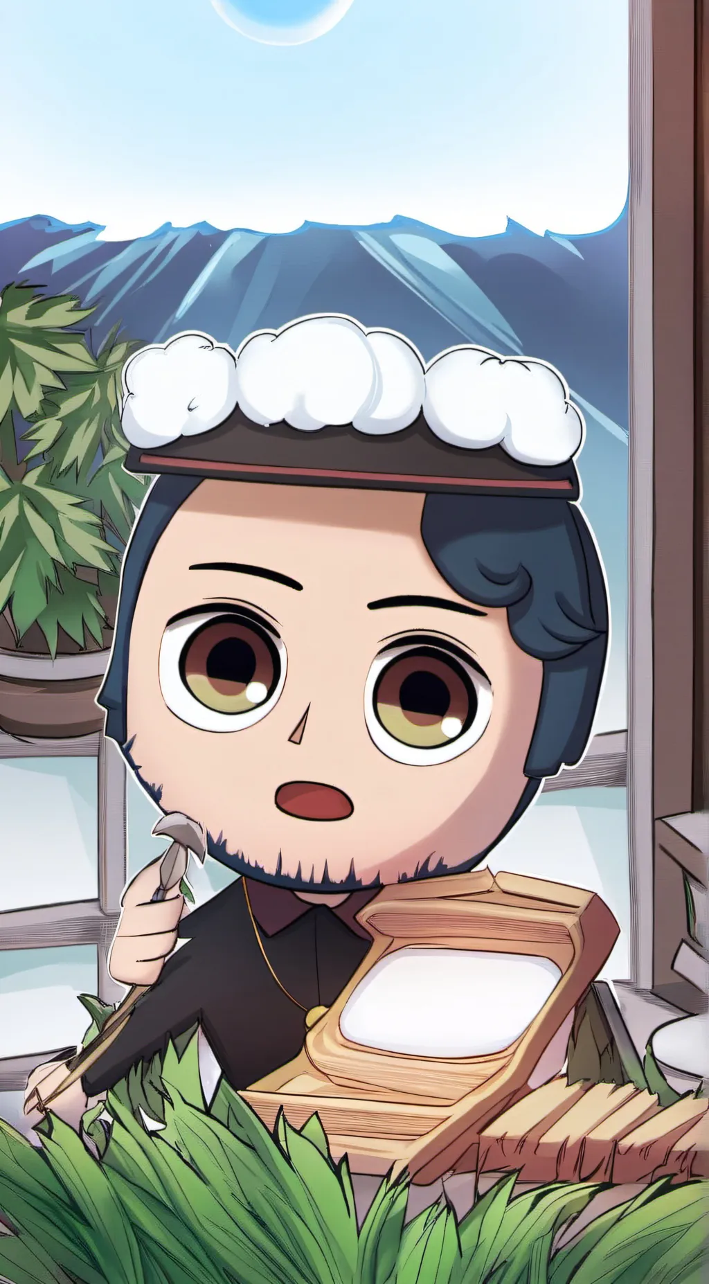 ai character: Depressed face  background