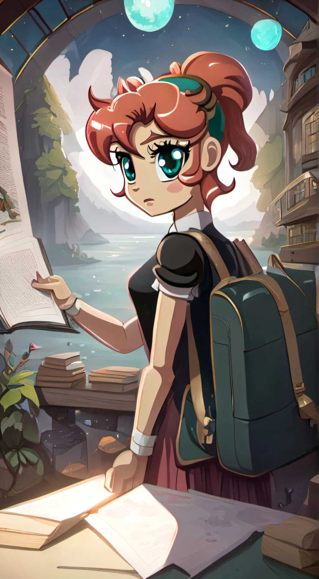 ai character: Sunset Shimmer  background