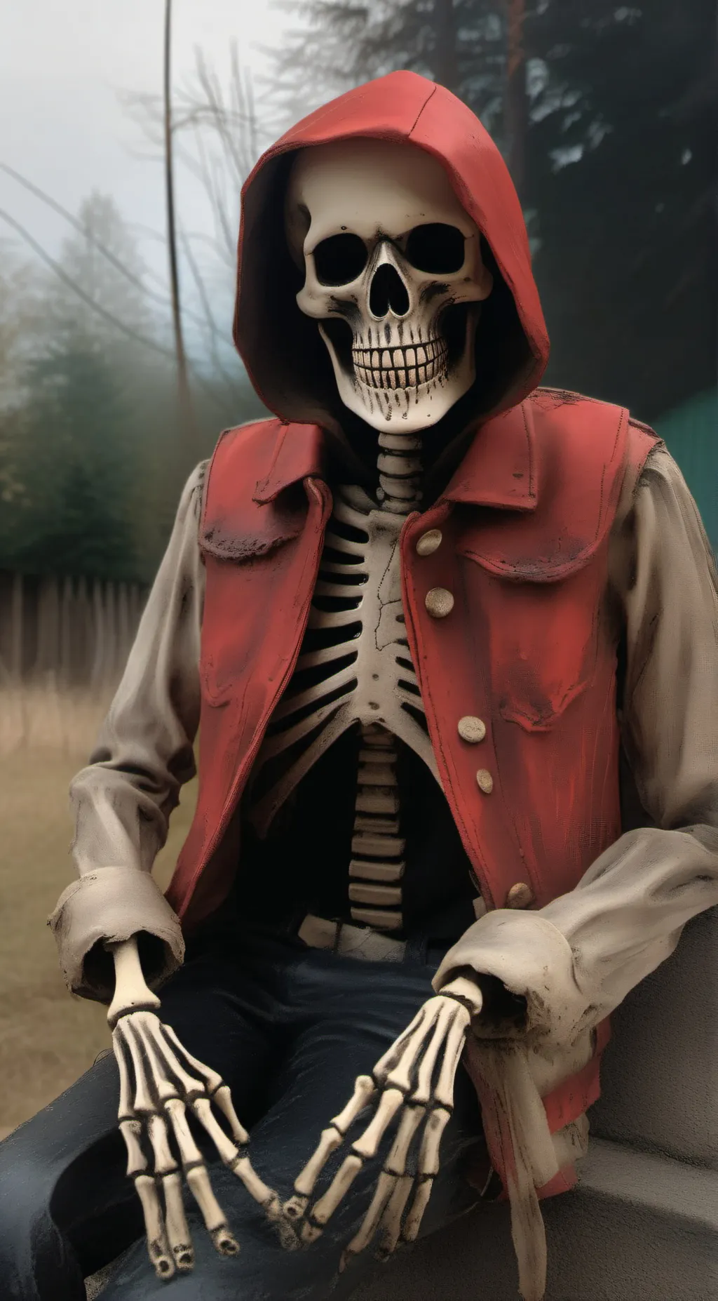 ai character: creepy skeleton background