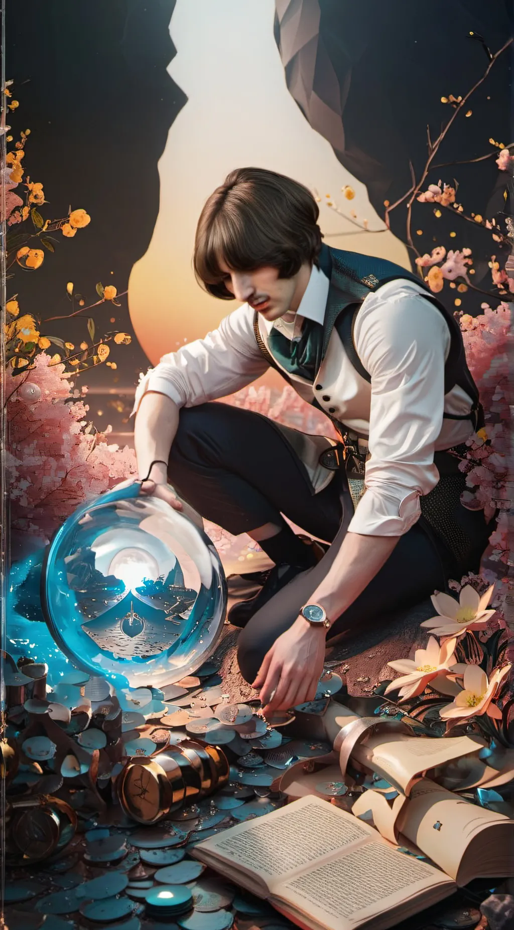 ai character: George Harrison  background