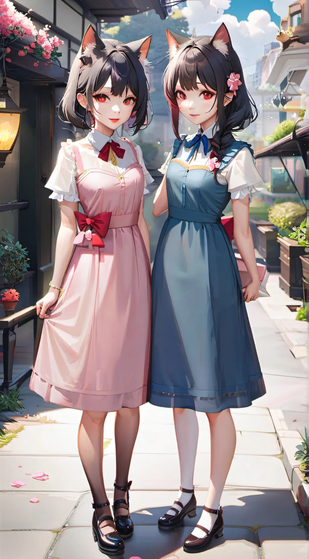 ai character: Lily and  Olivia background