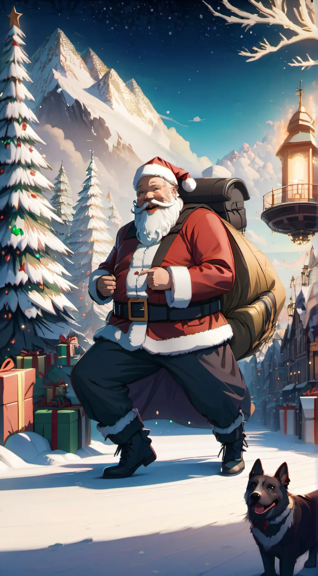 ai character: Santa  background