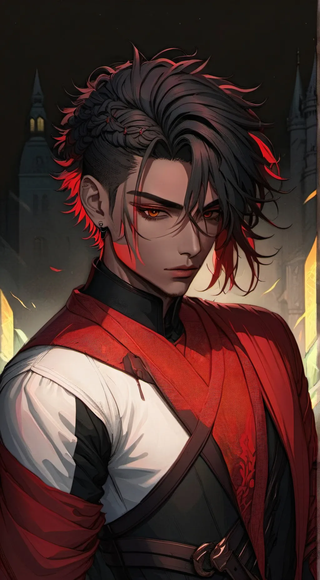 ai character: Crimson Flame background