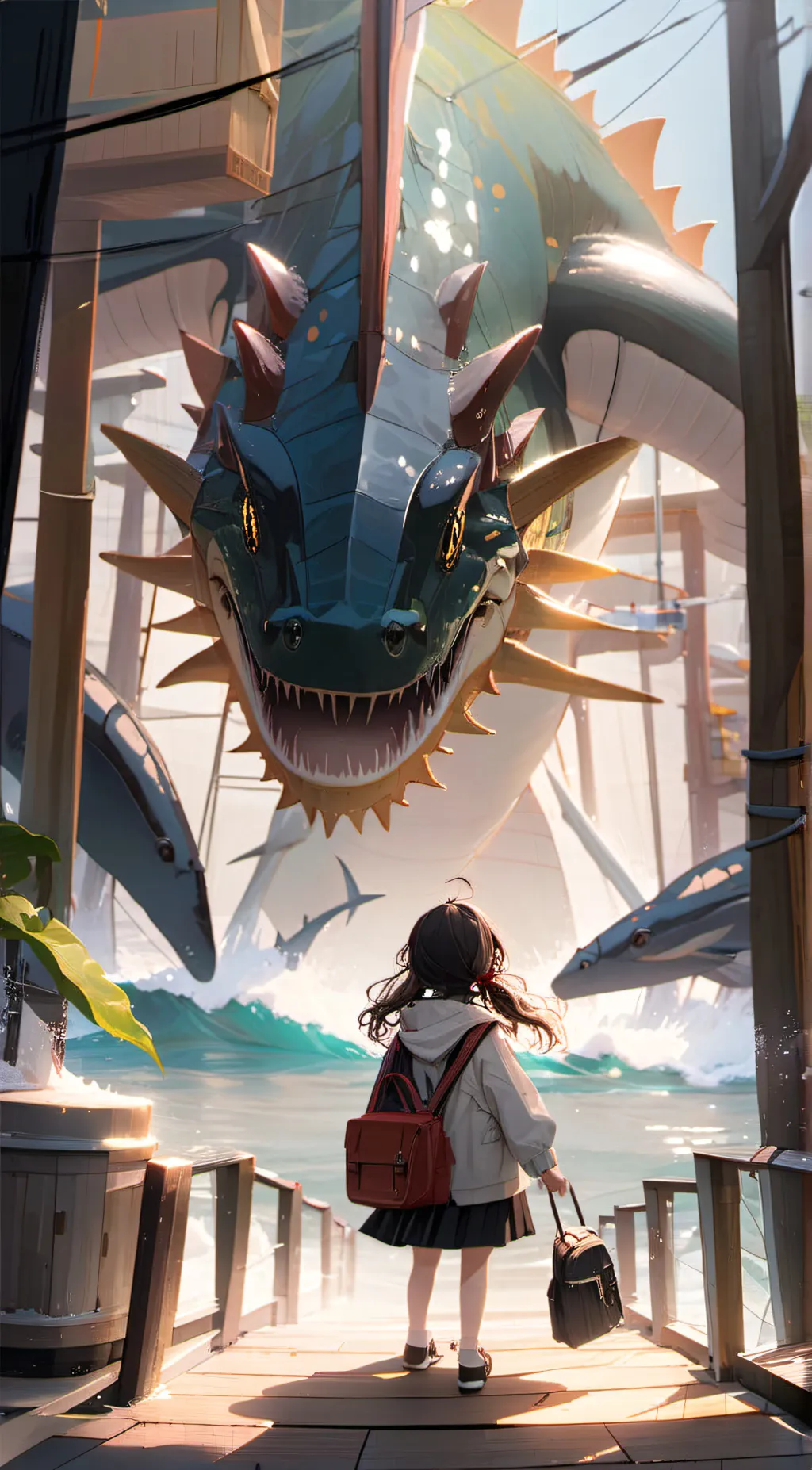 ai character: the girl and monst background