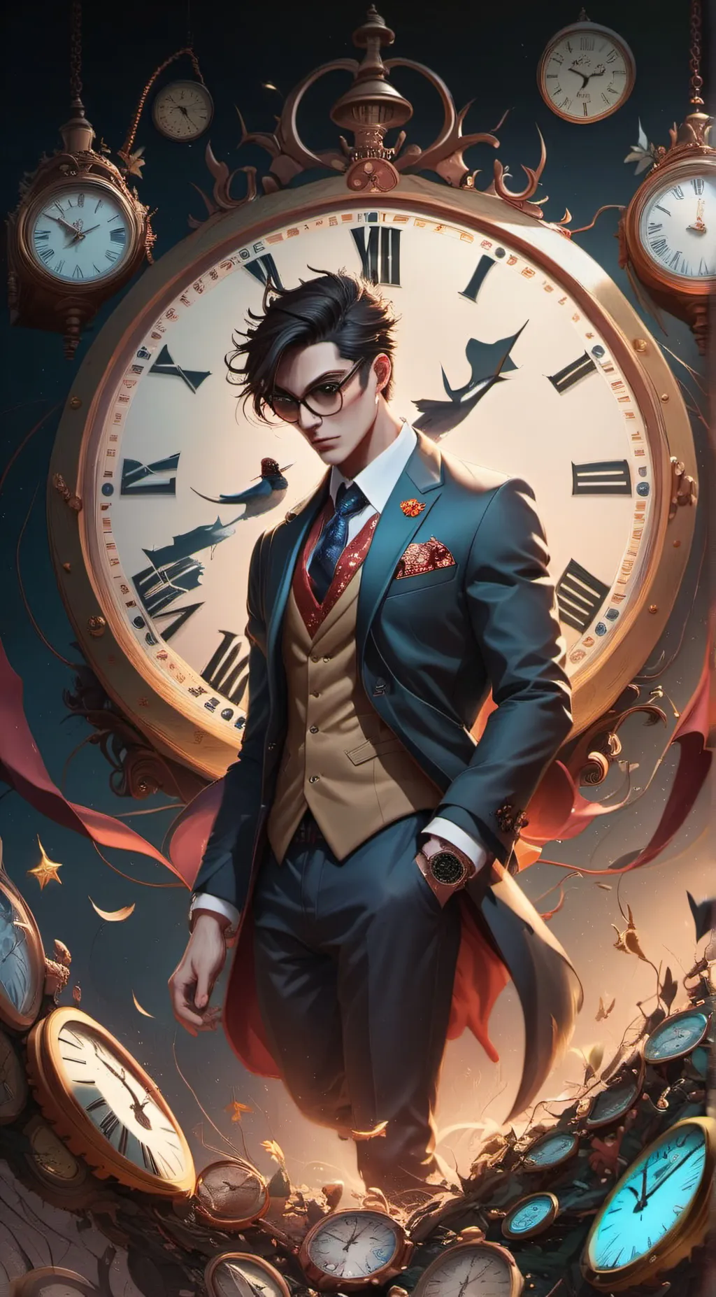 ai character: clock man😏 background