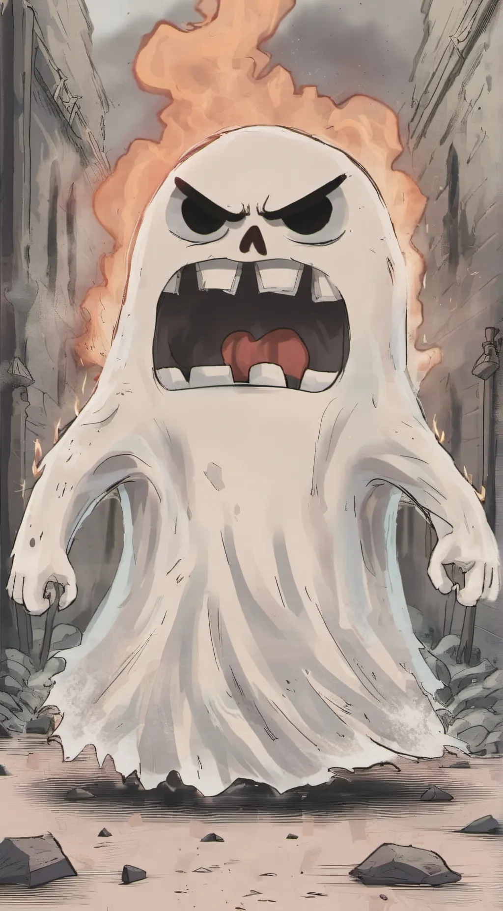 ai character: angry ghost background