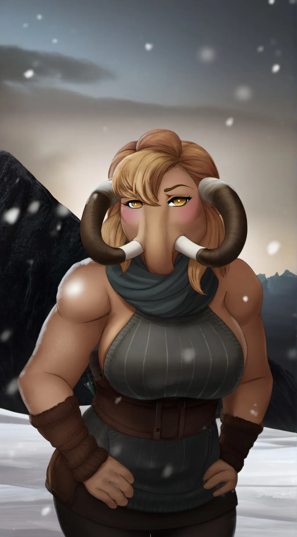 ai character: Mammoth girl  background