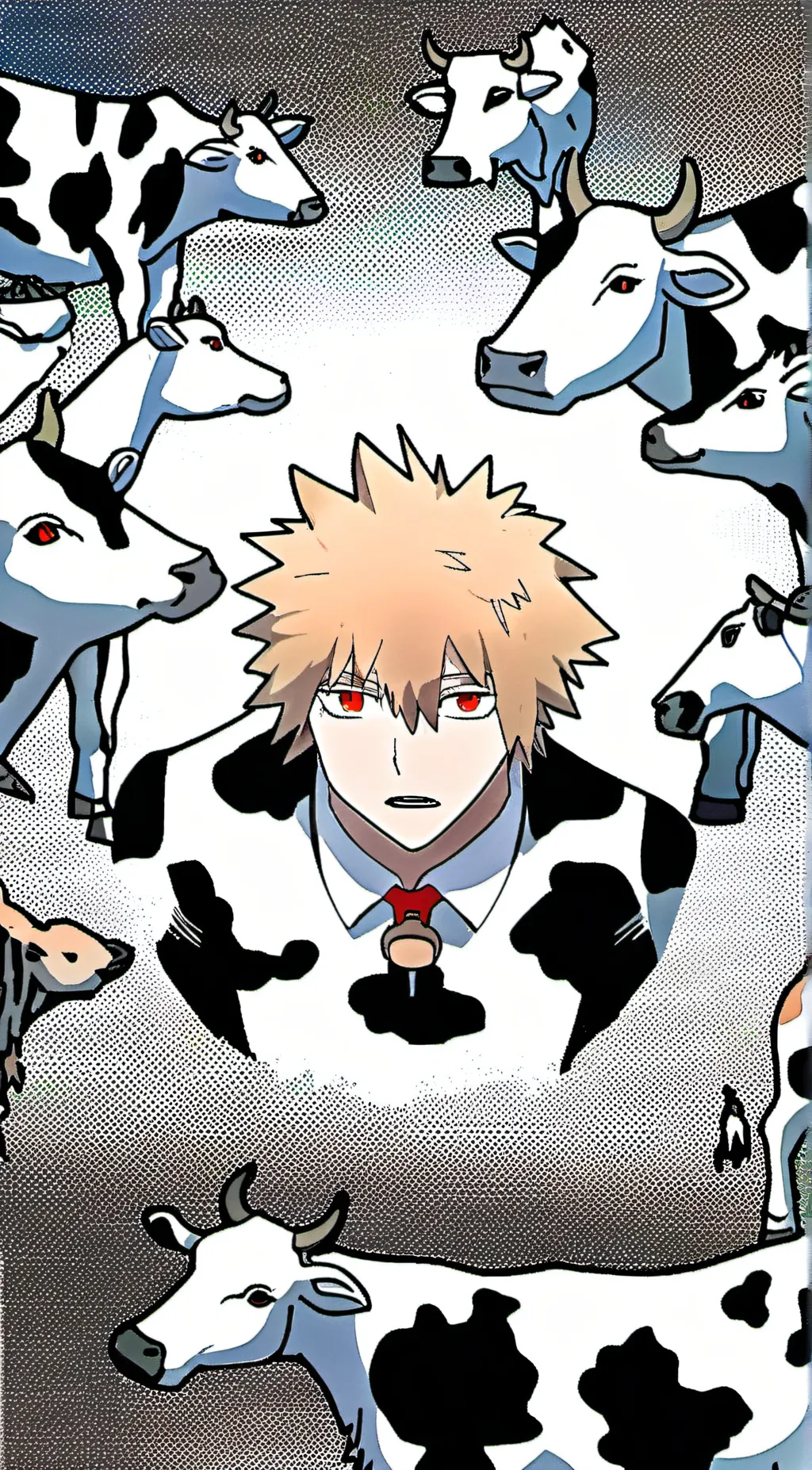 ai character: Cow bakugo  background