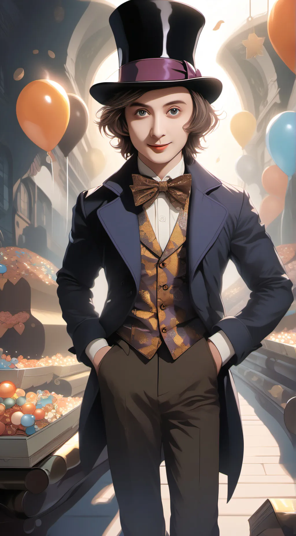 ai character: Willy Wonka background