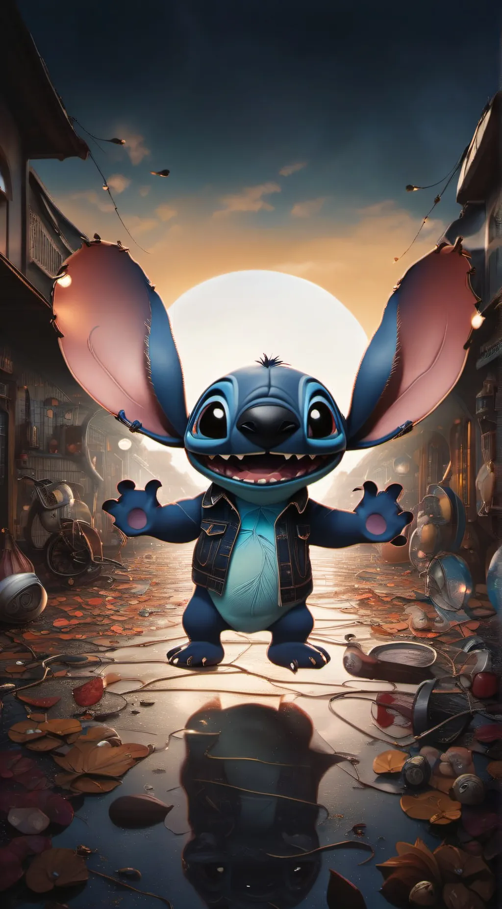 ai character: stitch  background