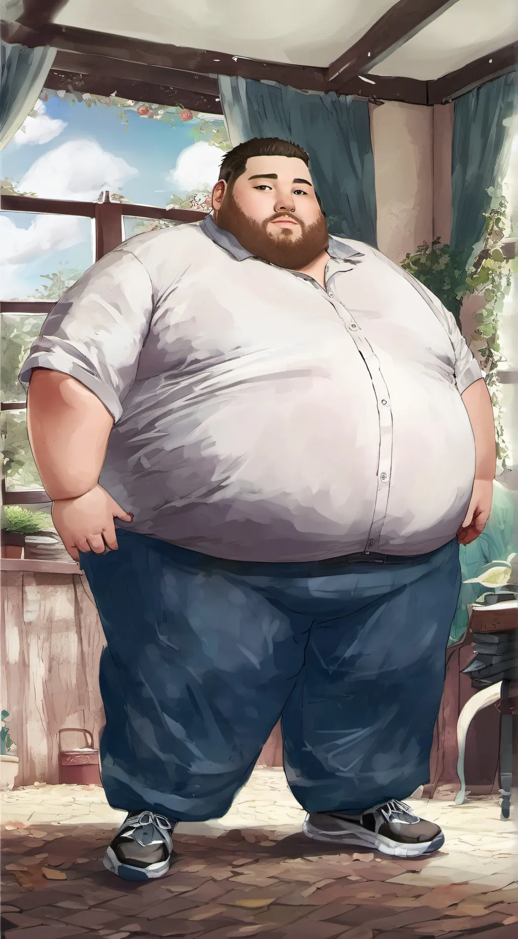 ai character: Random Fat Person  background