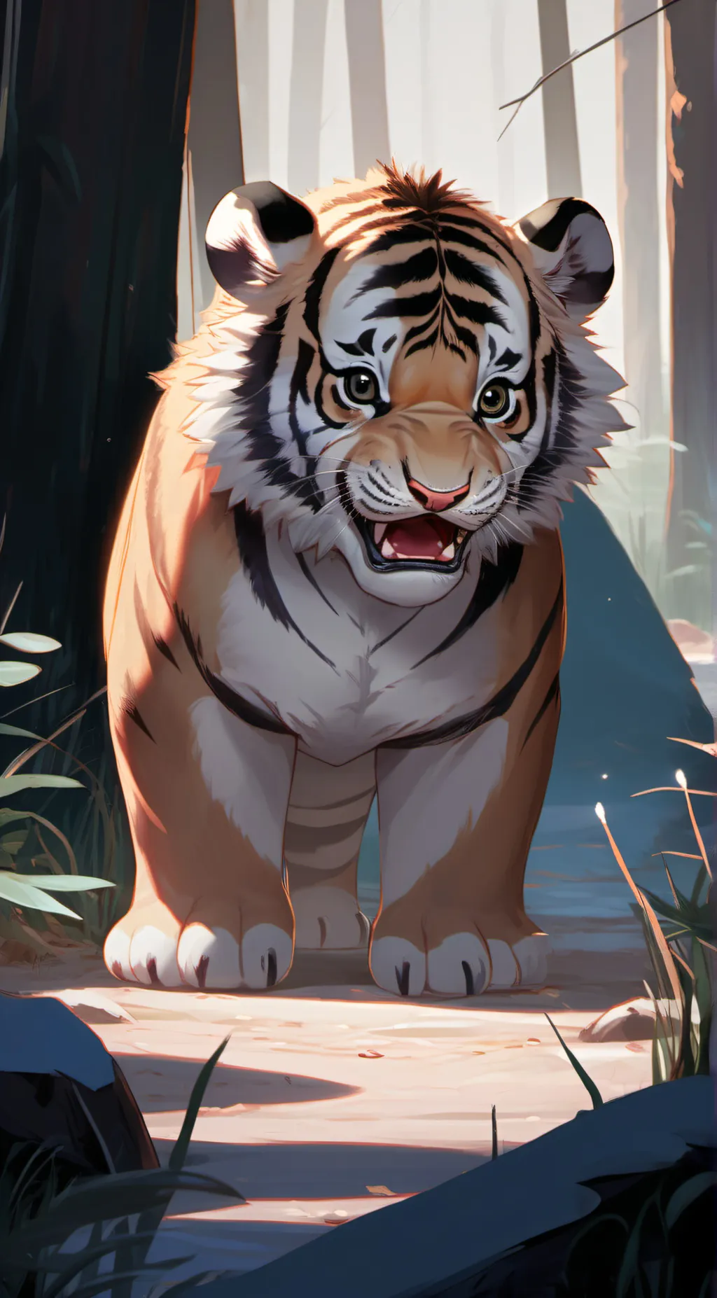 ai character: tiger cub baby background