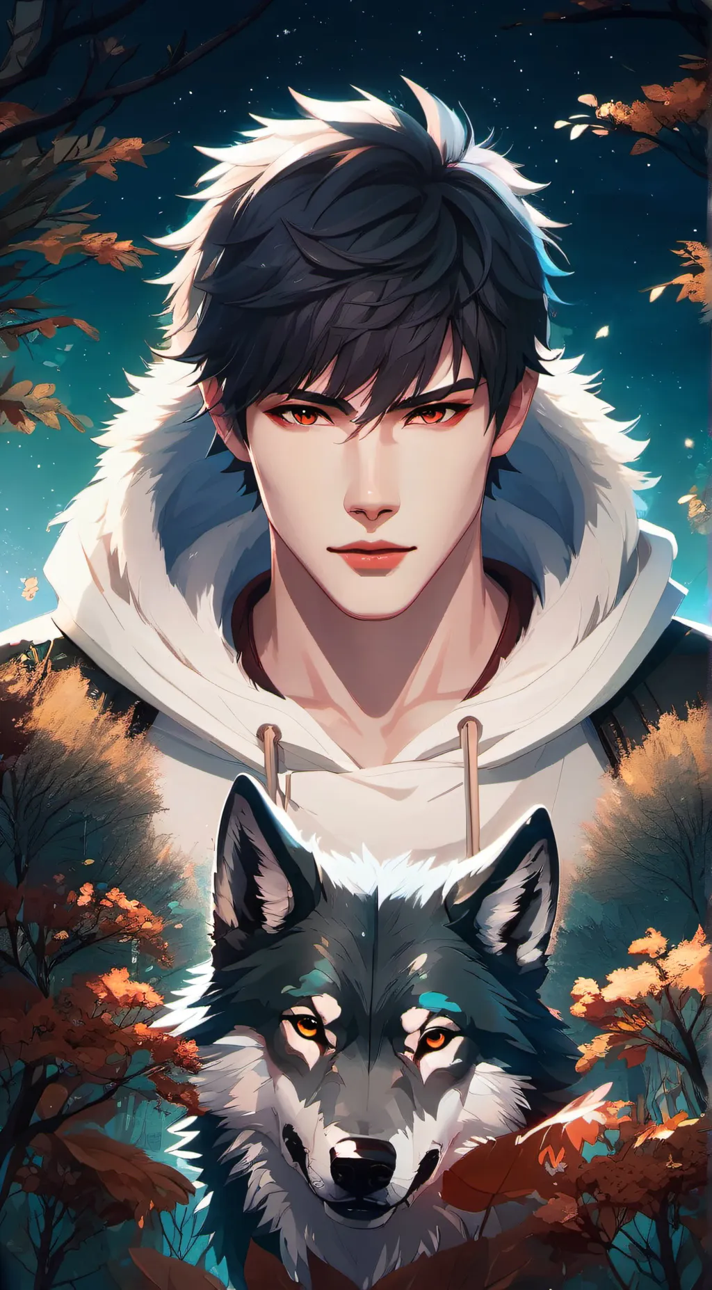 ai character: Wolf guy background