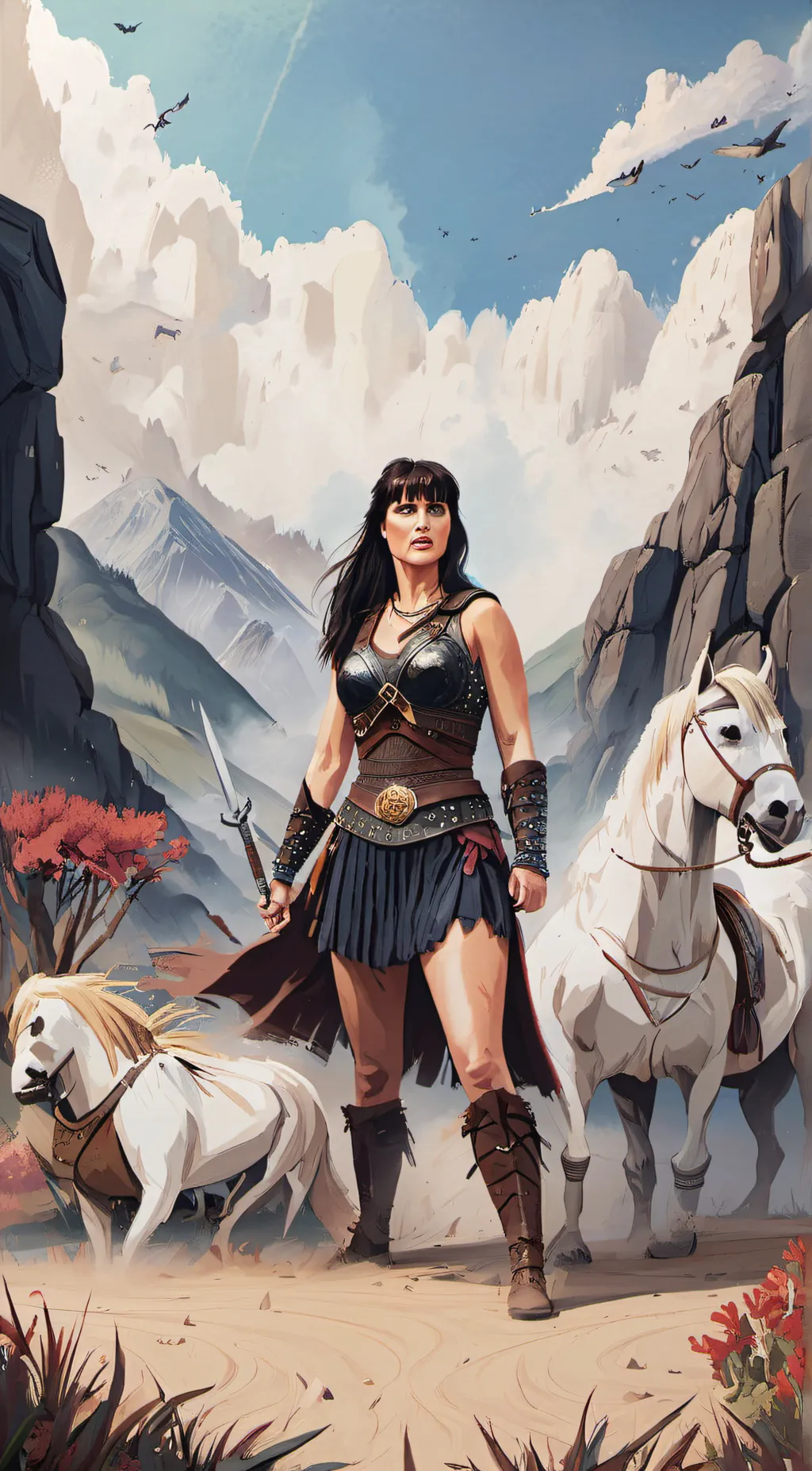 ai character: Xena the warrior p background