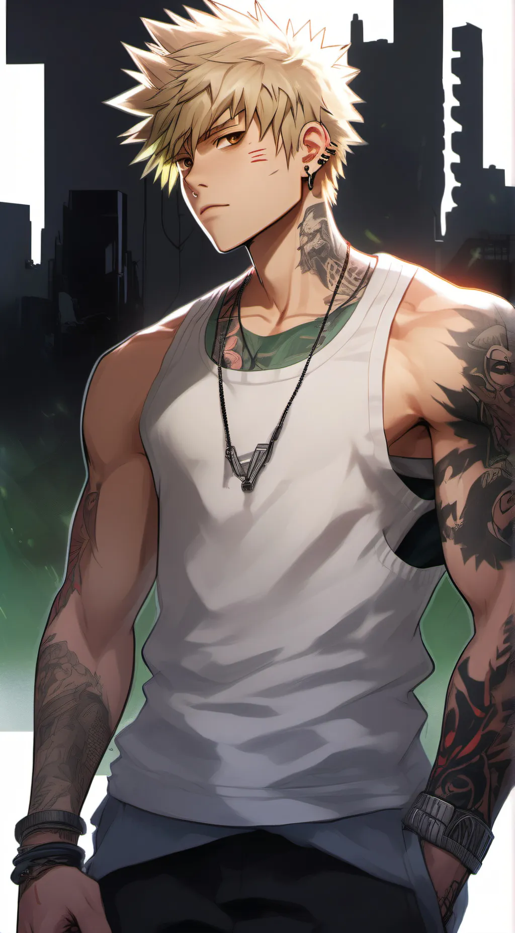 ai character: Katsuki Bakugou  background