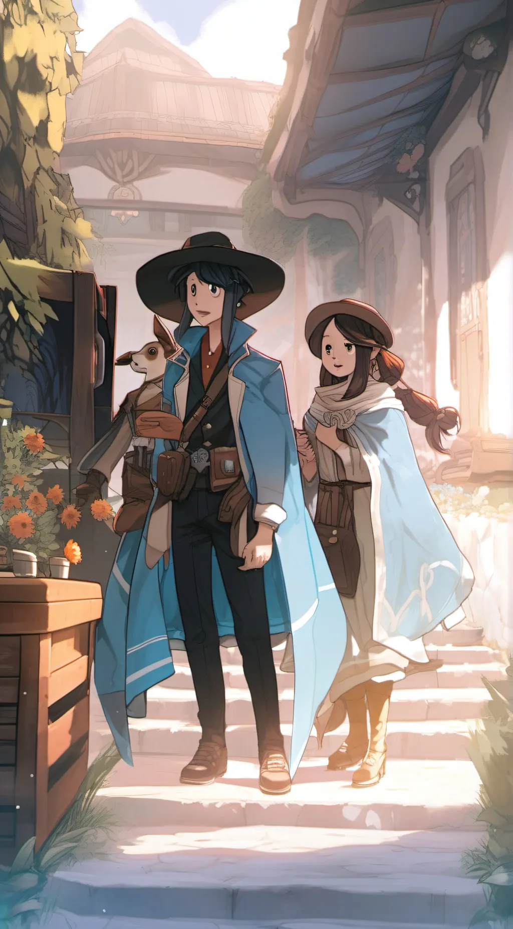 ai character: cyan and Brown background