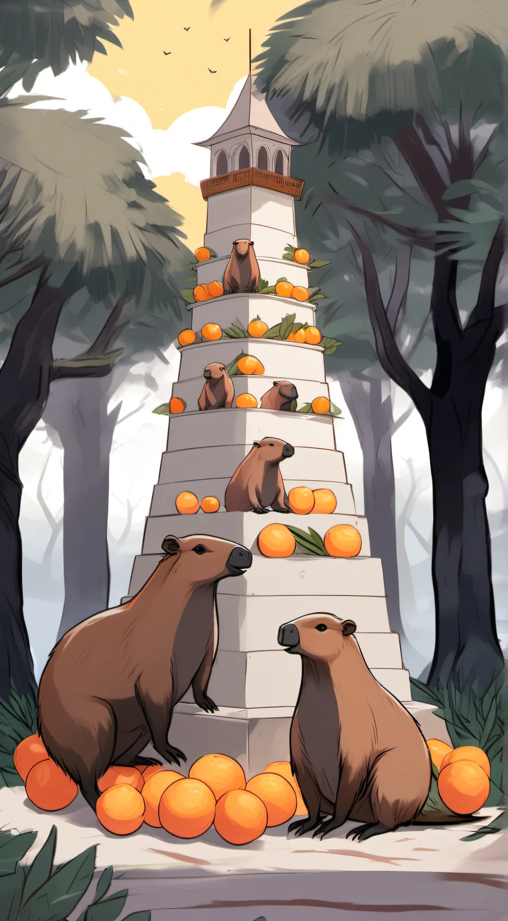 ai character: Capybara tower background