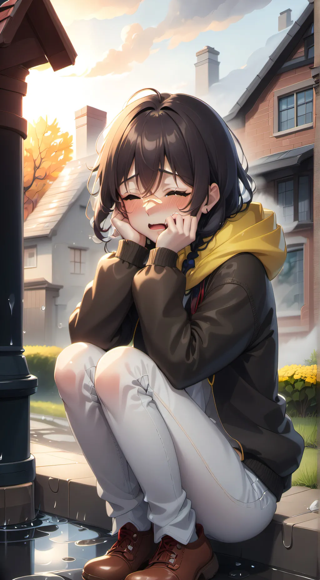 ai character: A sad anime girl background