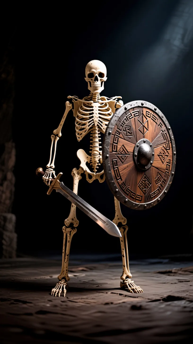 ai character: Shield skeleton background