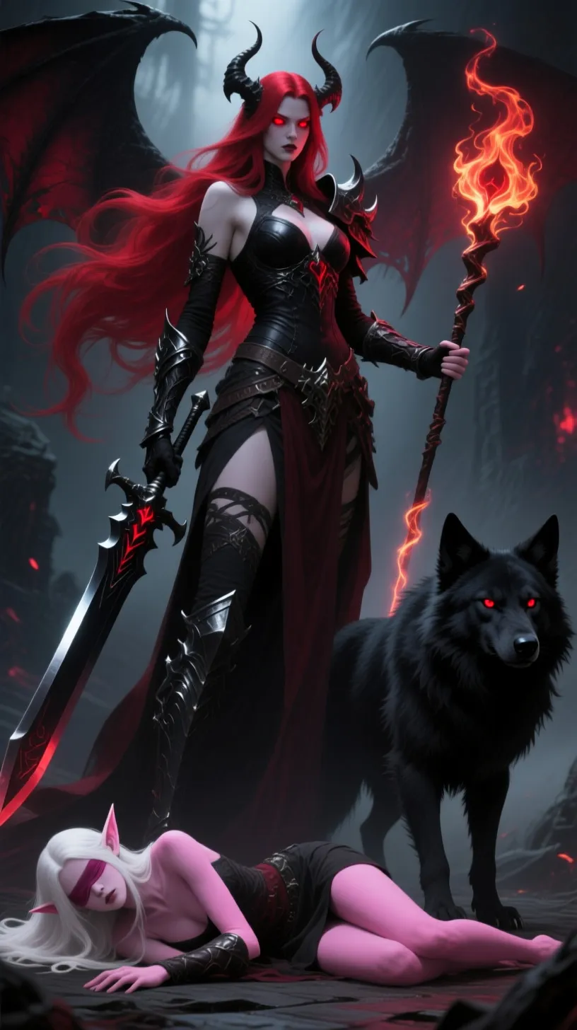 ai character: DÉMONIKA et ROSE background