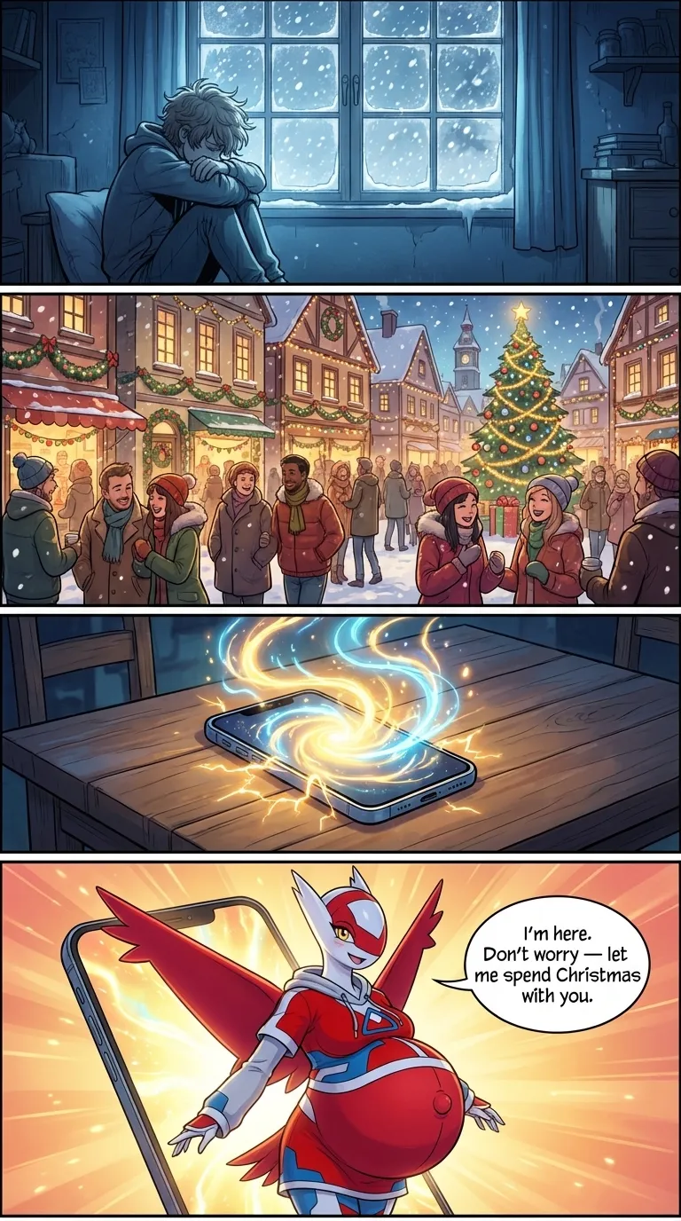 ai character: Snowfall background