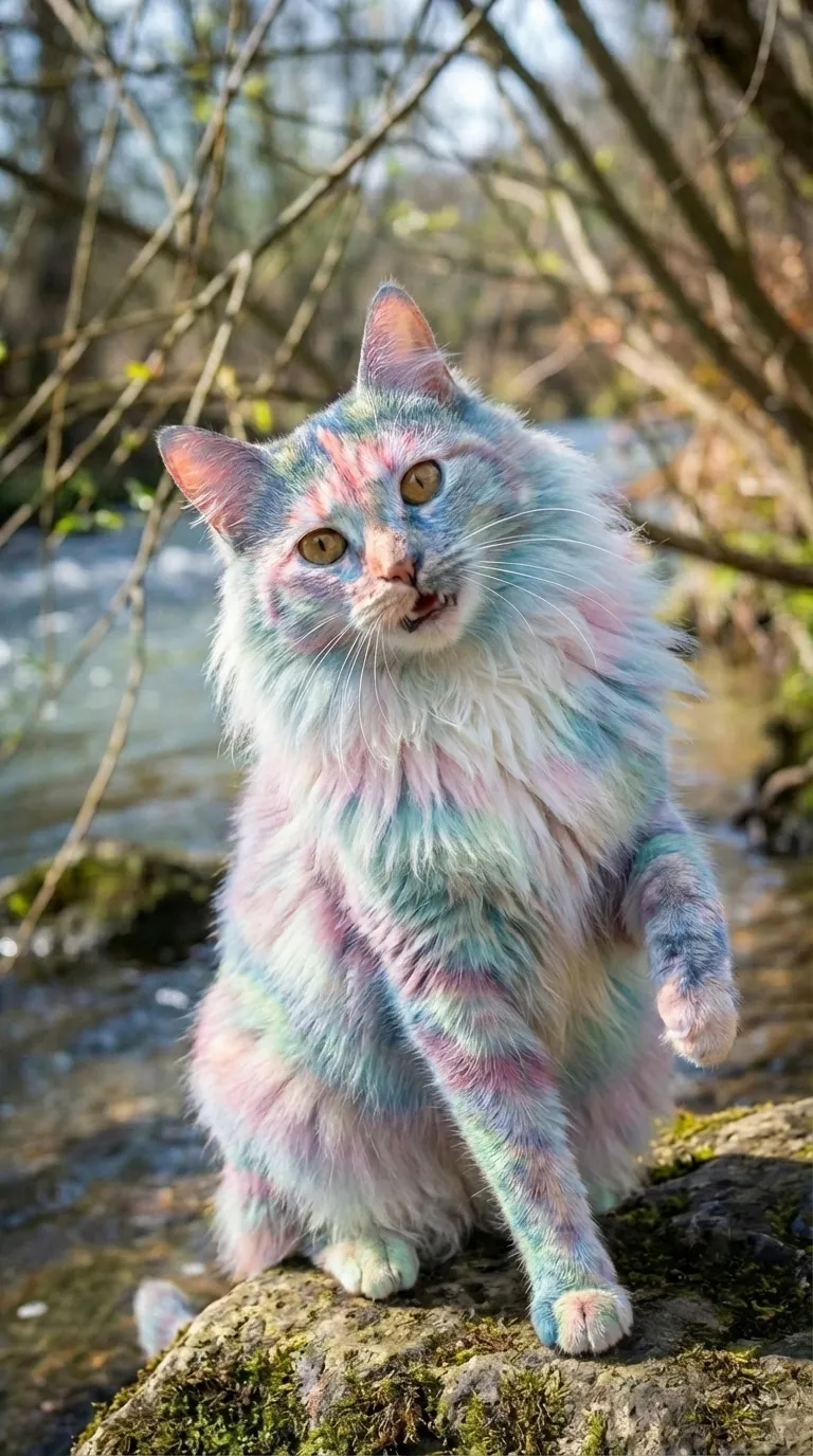 ai character: Rainbow lion background