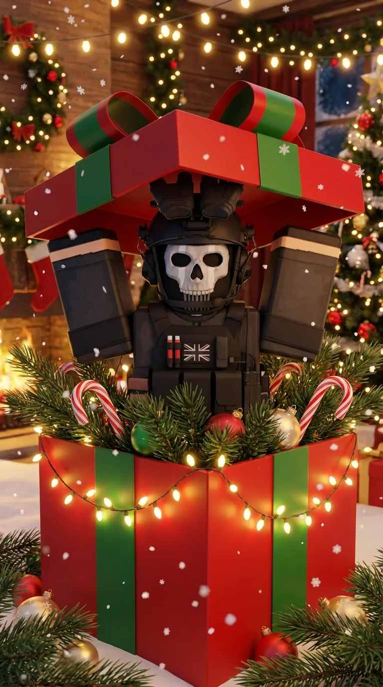 ai character: Cod Christmas background