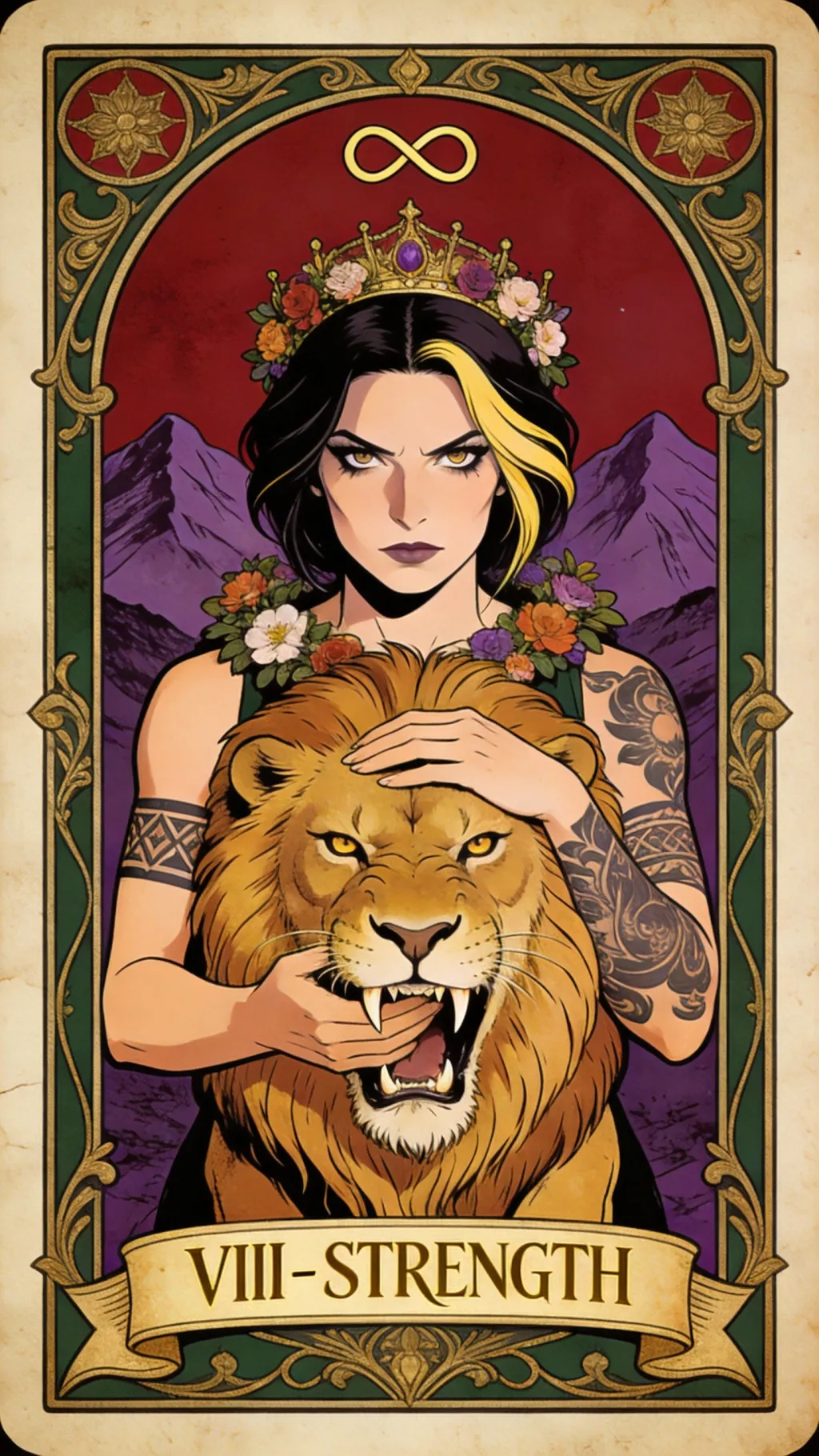 ai character: Athena Tarot background